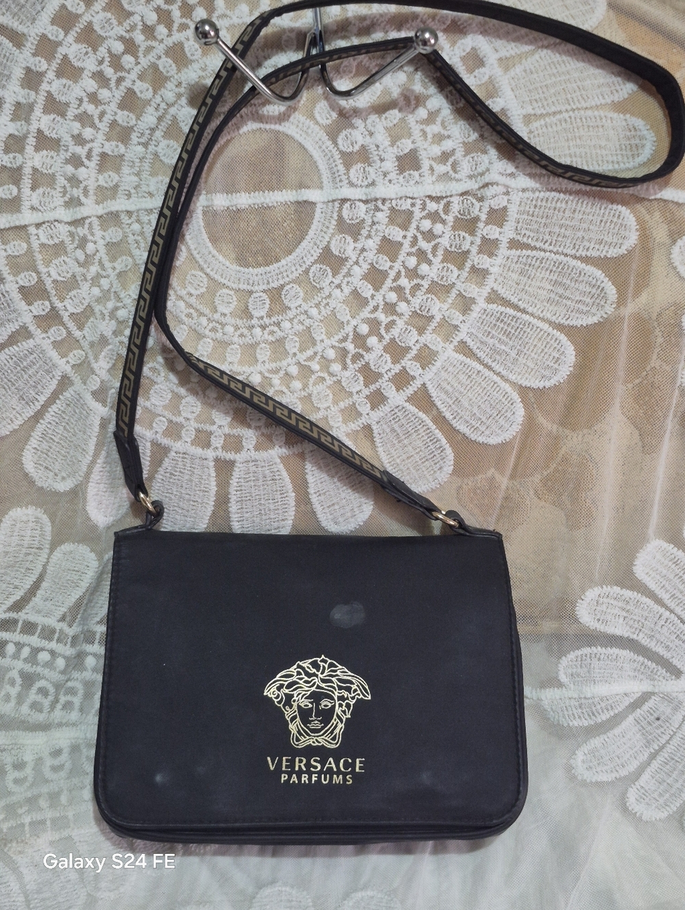 Versace Black Crossbody with Gold Medusa Logo